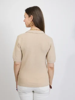 Beżowy sweter damski polo
