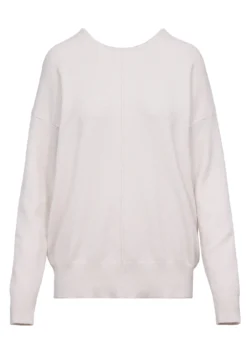 Beżowy sweter damski z okrągłym dekoltem