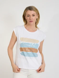 Biały t-shirt damski z napisem