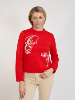 Bluza damska czerwona z nadrukiem