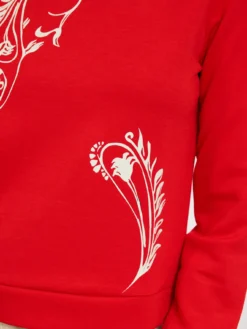 Bluza damska czerwona z nadrukiem