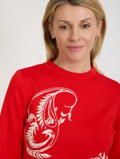 Bluza damska czerwona z nadrukiem