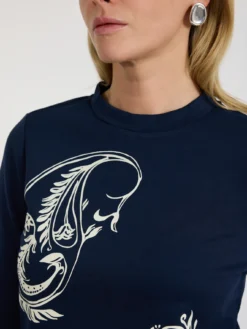 Bluza damska granatowa z nadrukiem