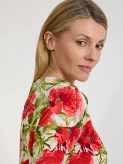 Bluzka damska w kwiaty czerwone