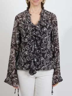 Bluzka damska w paisley z falbaną