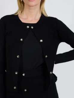 Czarny kardigan damski elegancki z guzikami