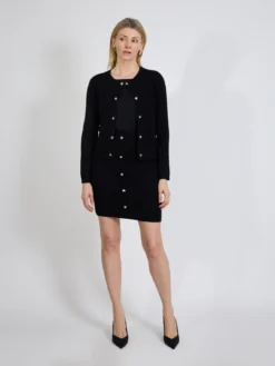 Czarny kardigan damski elegancki z guzikami