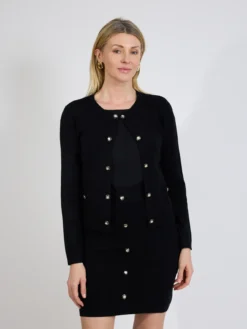 Czarny kardigan damski elegancki z guzikami