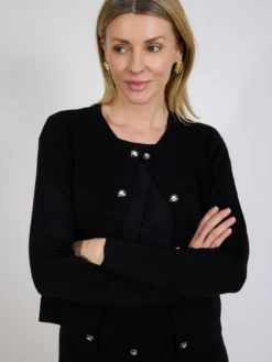 Czarny kardigan damski elegancki z guzikami