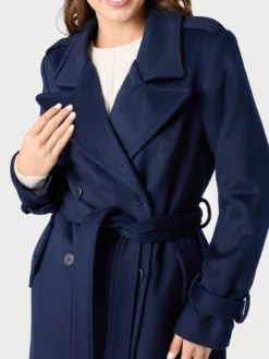 Dwurzędowy płaszcz wiązany midi