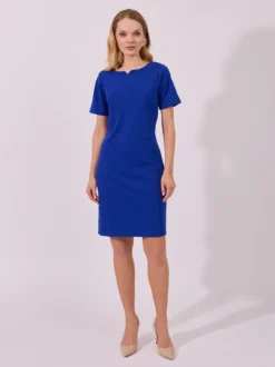 Elegancka sukienka biznesowa w kolorze kobaltowym