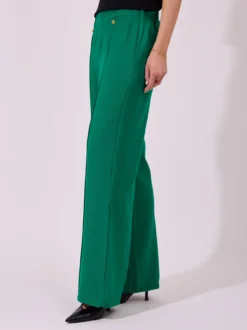 Eleganckie spodnie wide leg w kolorze intensywnej zieleni