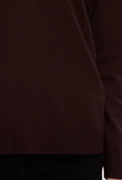Gładki sweter z dekoltem V i ściągaczami