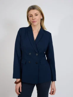 Granatowa marynarka damska dwurzędowa elegancka