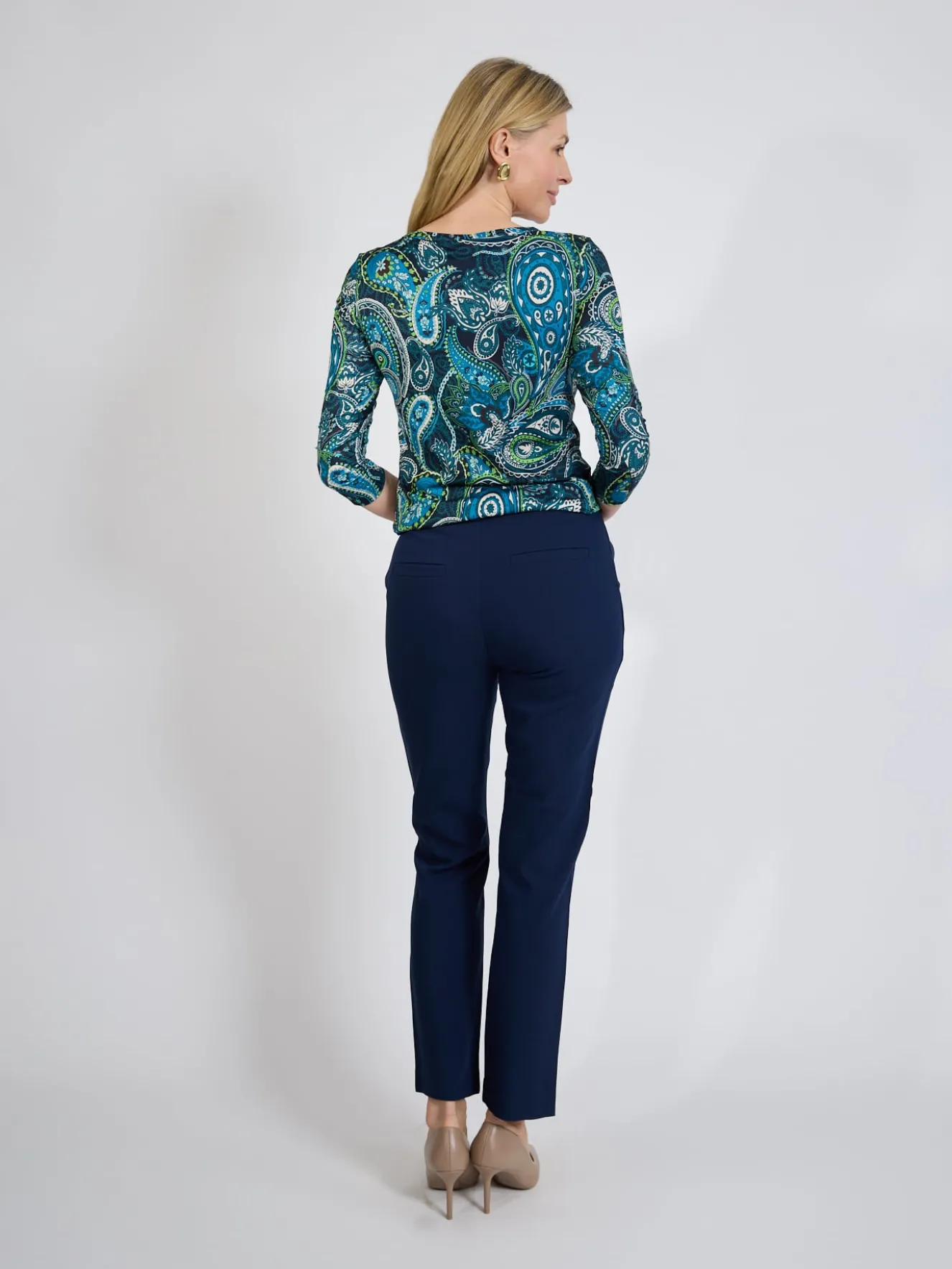 Granatowe spodnie damskie eleganckie