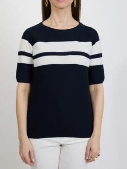 Granatowy sweter damski w paski