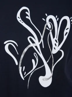 Granatowy t-shirt damski z nadrukiem