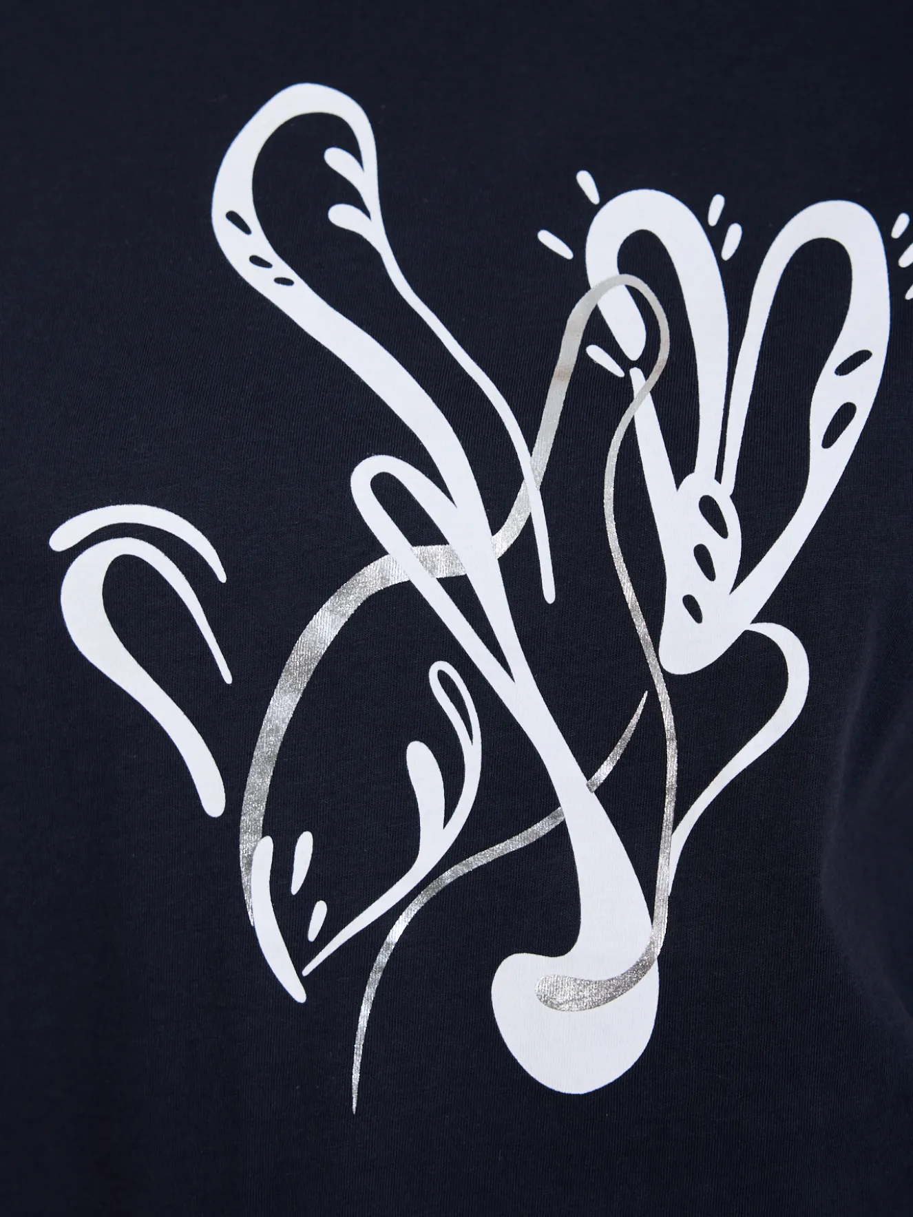 Granatowy t-shirt damski z nadrukiem
