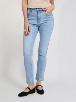 Jeansy damskie slim fit jasny denim
