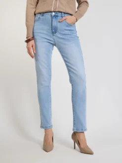 Jeansy damskie slim fit jasny denim