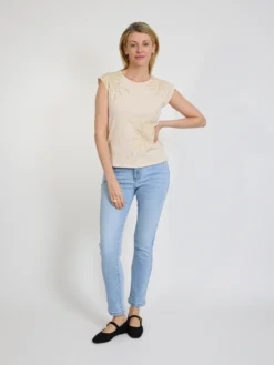 Jeansy damskie slim fit jasny denim