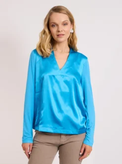 Niebieska elegancka bluzka