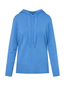 Niebieski sweter damski z kapturem