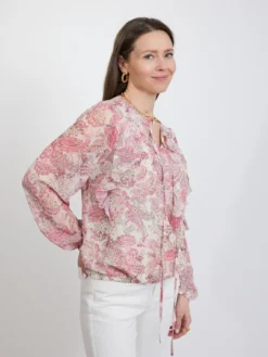 Różowa bluzka damska w paisley