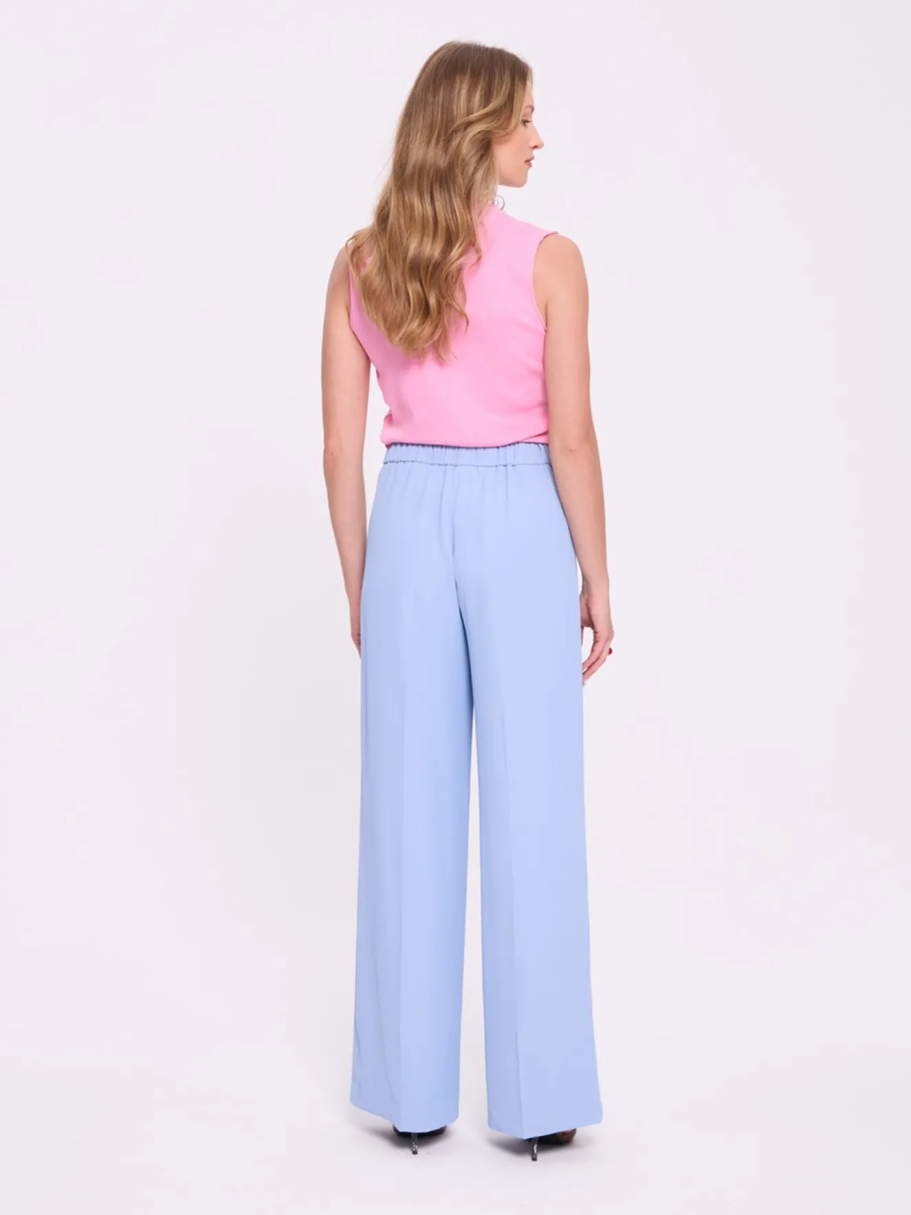 Spodnie damskie wide leg błękitne