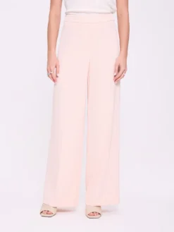 Spodnie damskie wide leg pudrowy róż