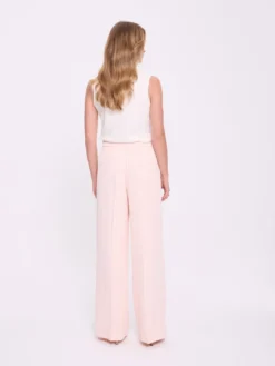 Spodnie damskie wide leg pudrowy róż
