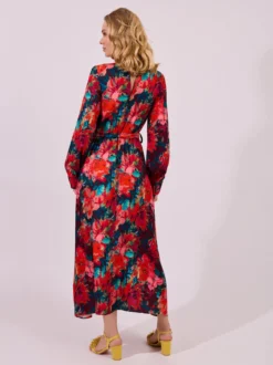 Sukienka maxi w kwiaty z wiązaniem