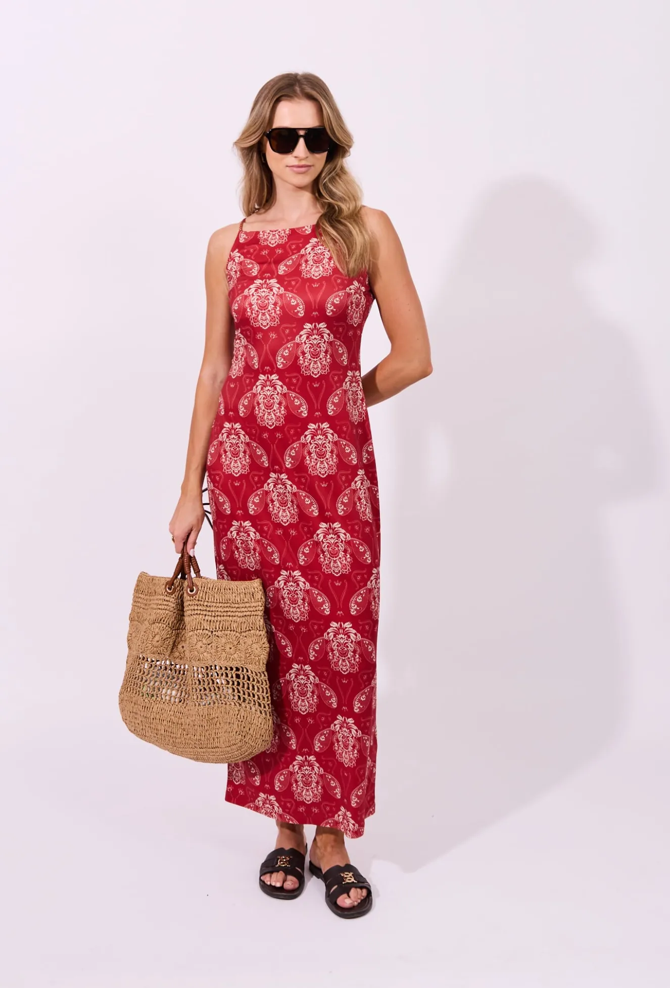 Sukienka maxi z ornamentowym wzorem