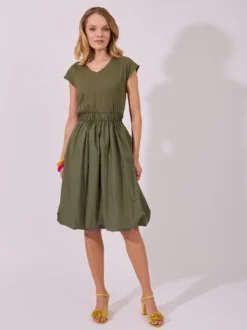 Sukienka typu bombka w kolorze khaki