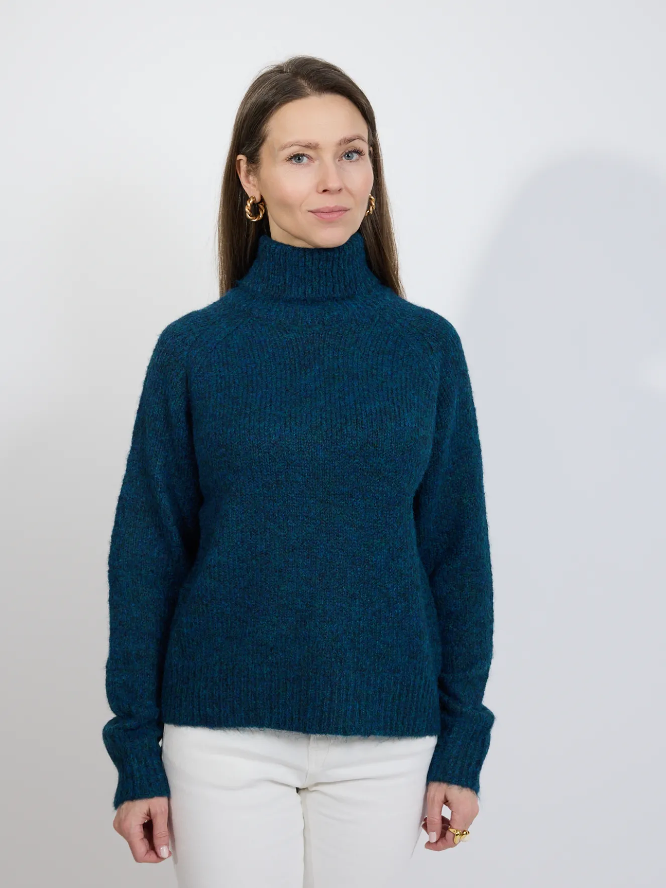 Sweter damski golf morski