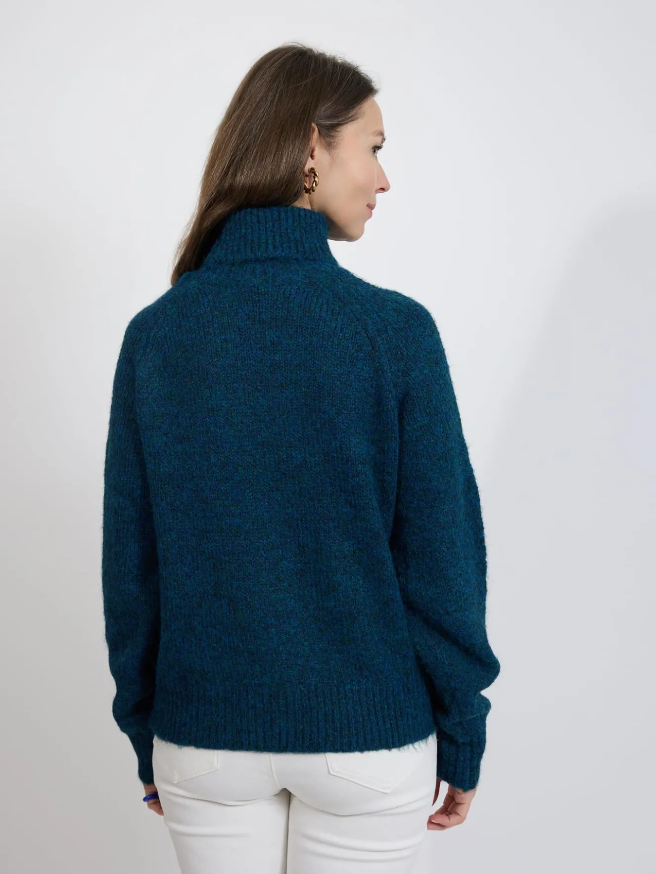 Sweter damski golf morski