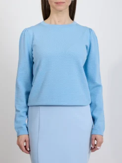 Sweter damski jasnoniebieski z fakturowanej dzianiny