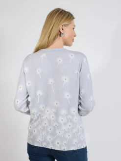 Sweter damski szary z motywem dmuchawców