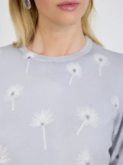 Sweter damski szary z motywem dmuchawców