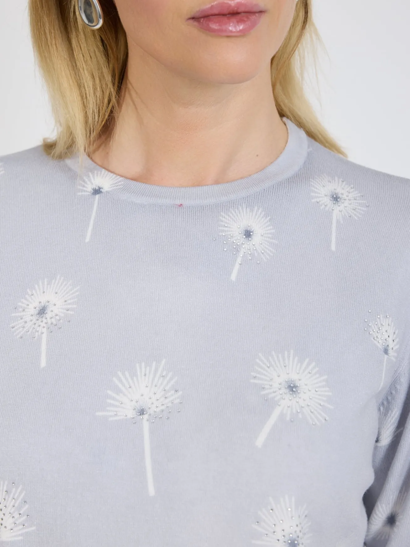 Sweter damski szary z motywem dmuchawców