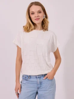 Sweter Oversize w Geometryczny Wzór