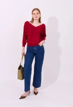 Sweter z dekoltem w serek