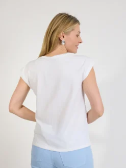T-shirt damski biały z grafiką twarzy
