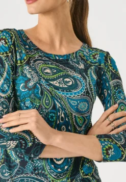 Zielona bluzka w paisley z rękawem 3/4
