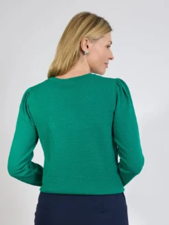 Zielony sweter damski elegancki z fakturą